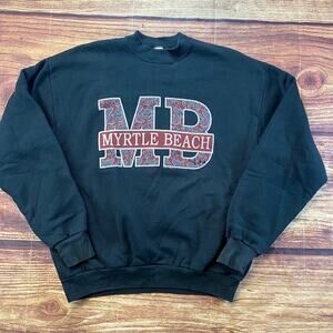 VTG Myrtle Beach Sweatshirt XL Black Pullover Crewneck Sweater Fruit The Loom